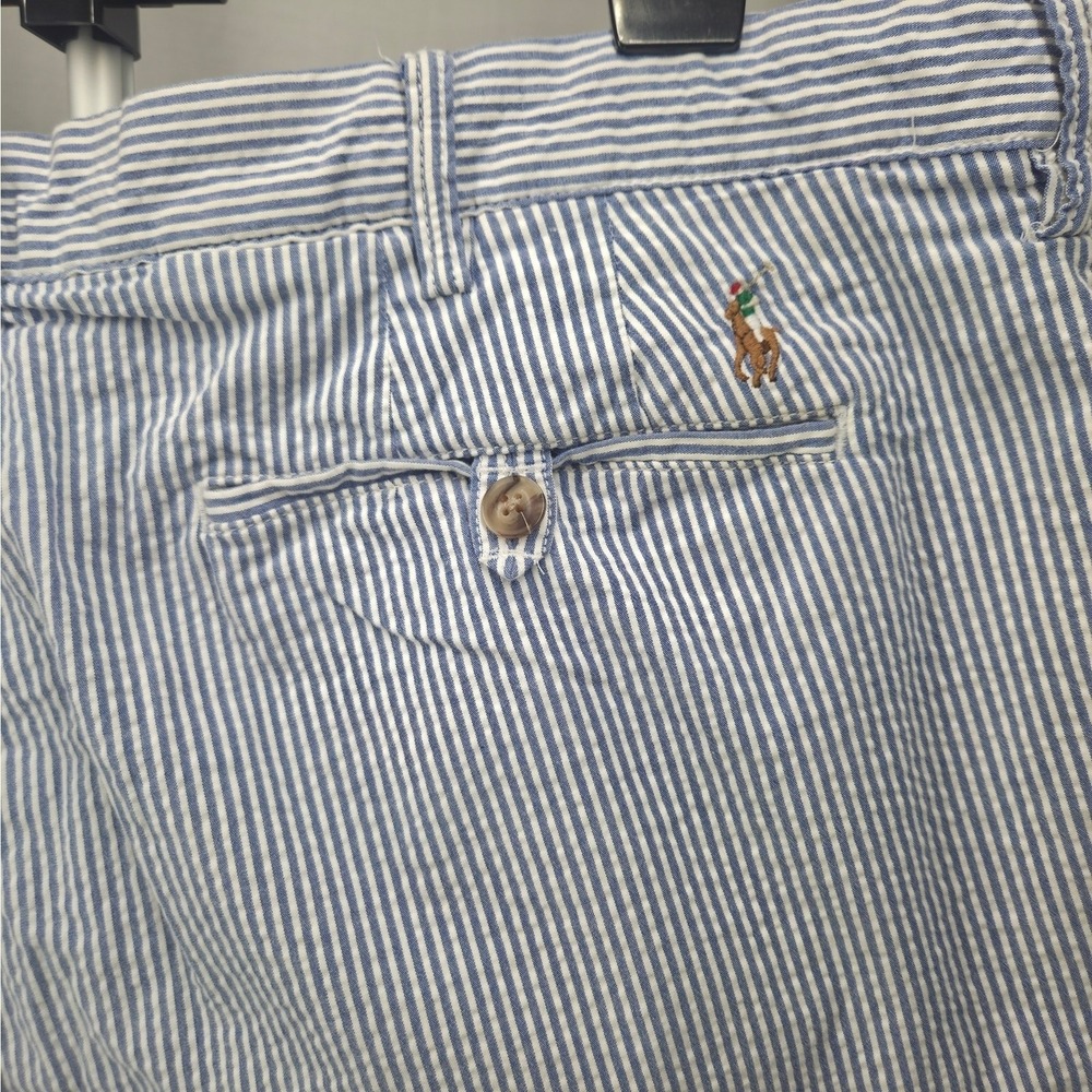 Polo Ralph Lauren Seersucker Shorts Men's 40 Blue White Stripe Stretch Classic